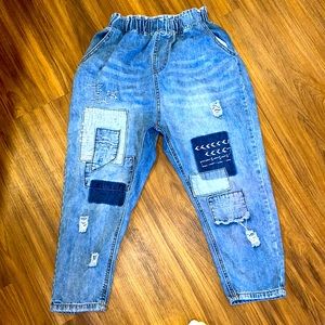 patchwork kurt cobain esque jeans